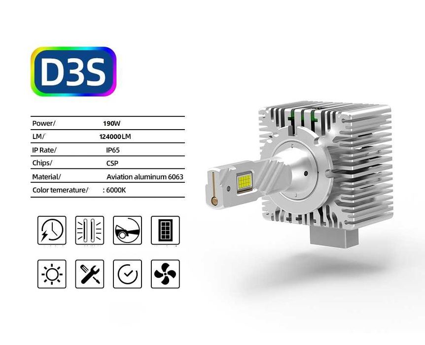 Двустранен 190W CSP по-широк и по-ярък лъч с LED D2S D1S D3S