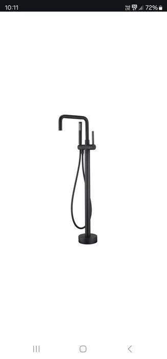 Baterie cada freestanding negru mat, pipa pivotanta 360 de grade