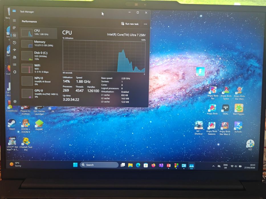 Lenovo Thinkpad E14 Gen 7 32GB 1TB Intel Ultra 7 258V SCHIMB cu Macbook Pro