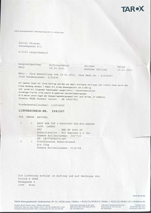 ASUS RX 5600 XT TUF EVO като нови!