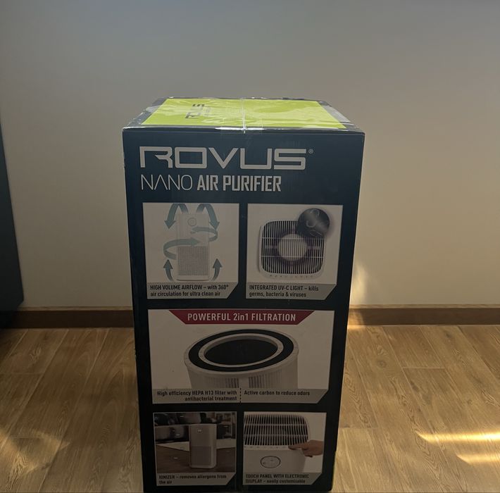 ЧИСТО НОВ Пречиствател за въздух Rovus Nano Air Purifier (HEPA H13 + UV-C)