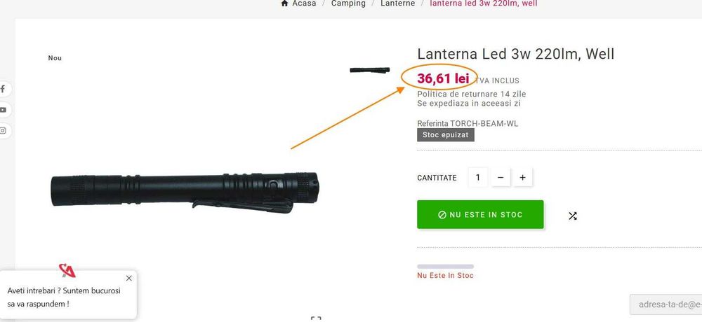 Lanterne LED, Promelek 500lm,Varta 150lm, Well 3W 220lm,(Super Ofertă)
