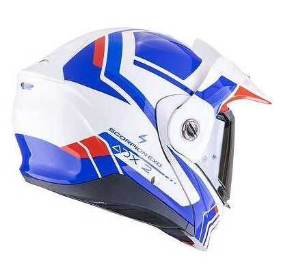 Ново Каска Scorpion ADX-2 LEWIS white-blue-red Каска мотор