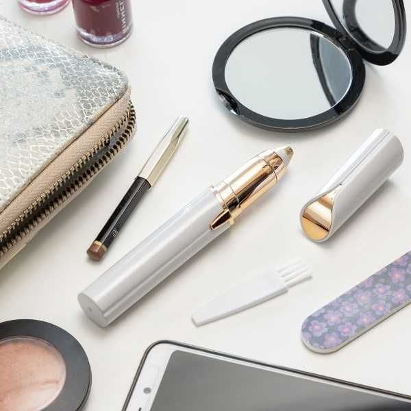 Epilator facial de precizie portabil fara durere lumina LED alb/auriu