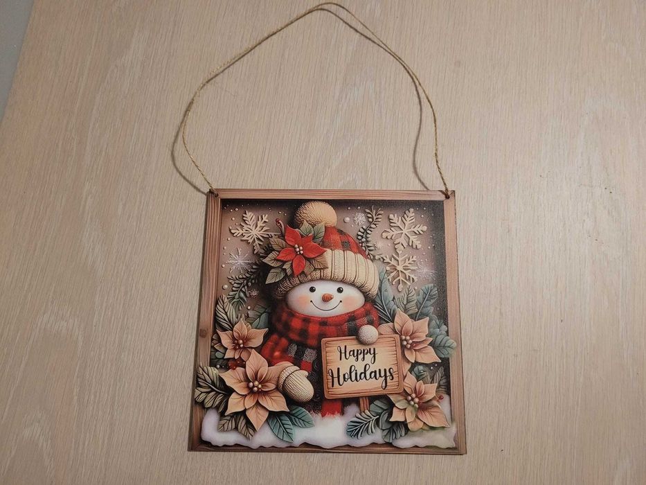 Decor de sarbatori de Iarna din lemn 20x20cm