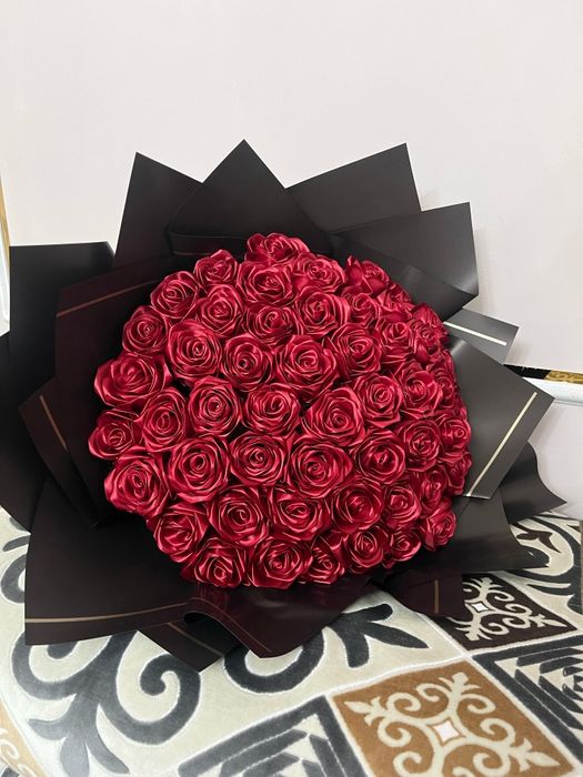 Роза из атласных лентах