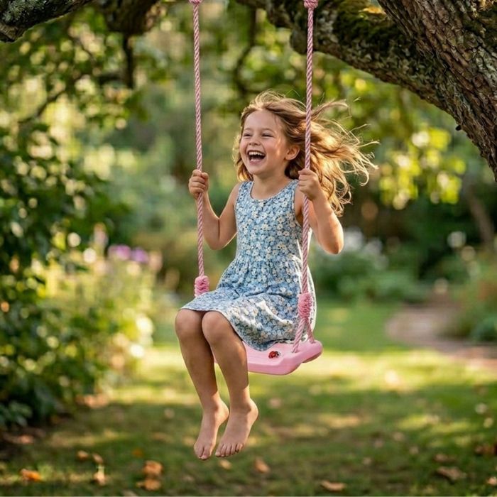 Детска градинска розова люлка – здрава, безопасна и регулируема до 75 кг
