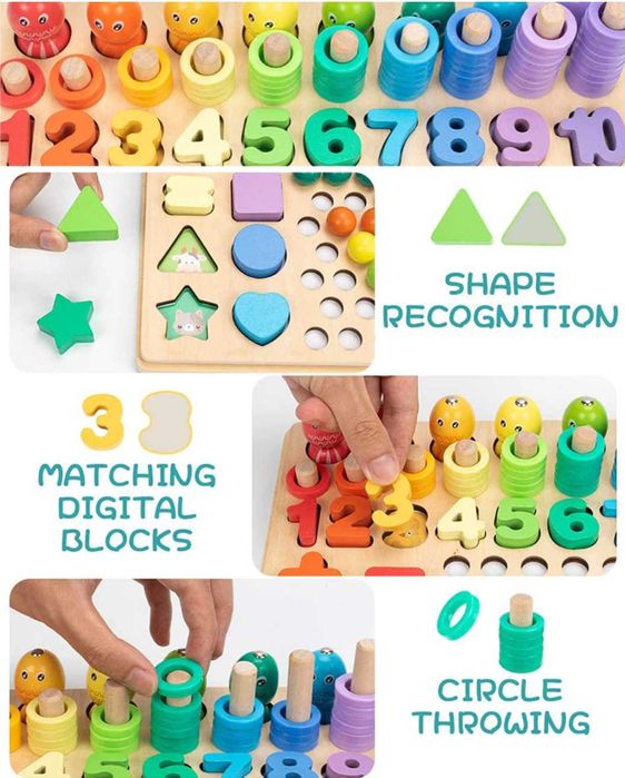 Мултифункционална дървена игра с мъфини и много игри за всеки дом