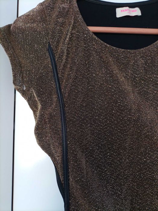 Секси дамска къса рокля в златно,размер М