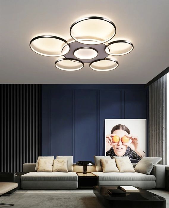 LED невисящи рингове кафе 6+1 за таван с дистанционно 110 см, 106 W