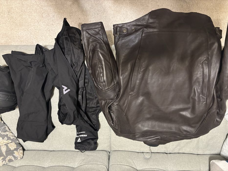 Geaca piele moto plus protectie spate si genunchi