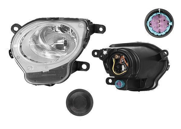 Far Fiat 500 (312), 03.2007-08.2015, fata, Stanga, far faza lunga; H1+W21/5W; manual; silver; Depo