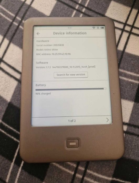 Ebook reader Tolino Shine la cutie ,4000 cărți, iluminare
