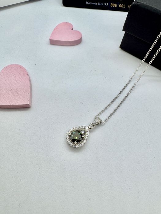 Сребърно колие с мойсанит (диамант) 1 карат