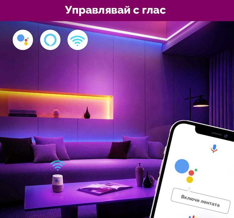 RGBIC Smart LED лента 5 - 20 метра – контролиране по зони, 60 диода/м