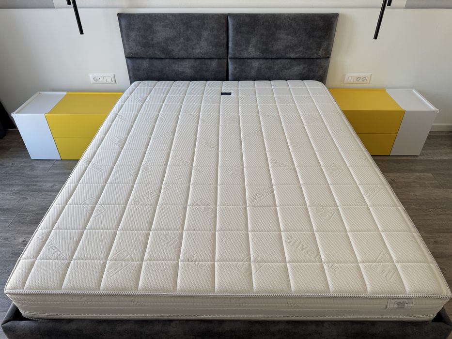 Дизайнерска спалня/легло + матрак Magniflex + шалте и калъфки Textura