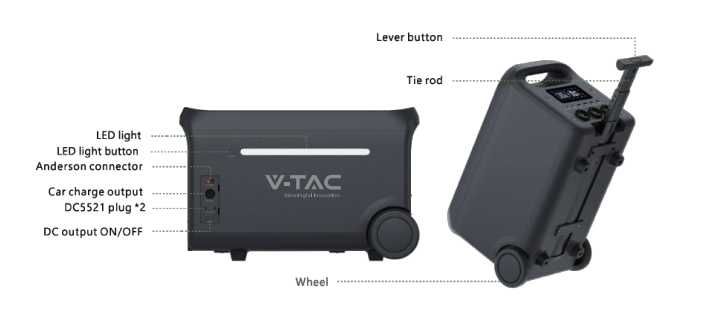 Портативна Зарядна Станция (с LiFePO4 Батерия и Wifi ) V-tac 3000W / 2560Wh
