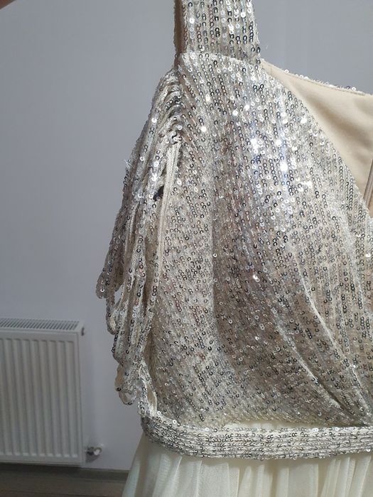 Rochie ivory cu paiete pentru cununie/botez