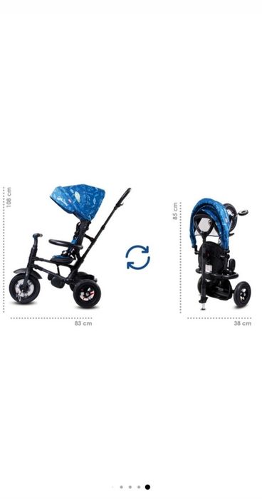 Tricicletă pliabilă cu roți gonflabile sun baby qplay rito - blue