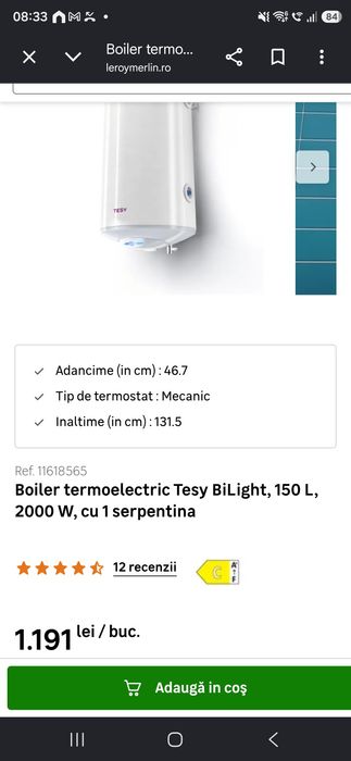 Boiler cu serpentine 140l