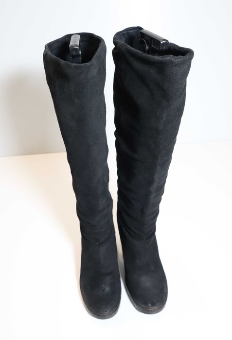 Cizme lungi piele intoarsa Clujana cu toc marimea 38 interior 24 cm