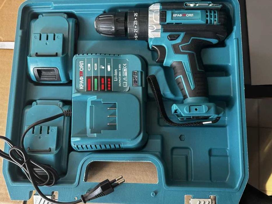 Акумулаторен ударен винтоверт KraftRoyal 36V 2 батерии куфар, 25 части