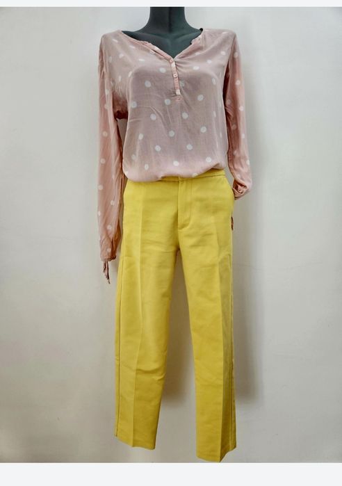 Pantaloni galbeni de dama, eleganti / casual, marimea S, camasa cadou