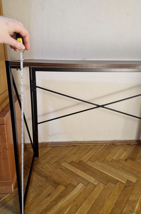 Сгъваемо офис бюро 19124, 100/50/75 см - Черна основа/Кафяв плот