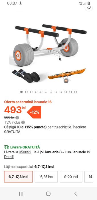 Carucior pentru caiac