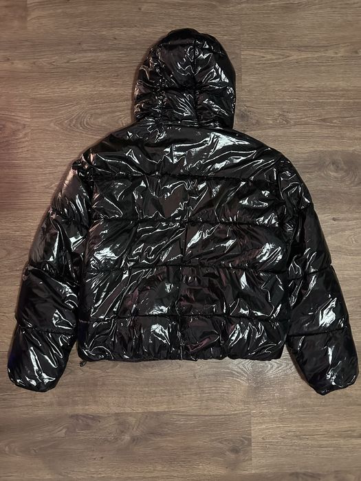 Geacă Puffer Bershka Glossy Black Unisex