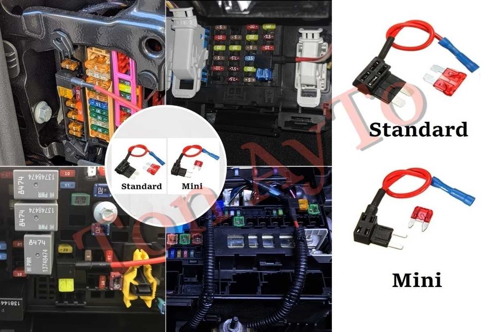 Разклонител за Предпазители Автомобилни Бушони Стандарт и Мини 12V Адаптер за Бушони Стандарт и Мини