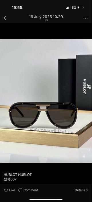 Ochelari de Soare Hublot 007 Noi Full Box [Verificare Colet] Black
