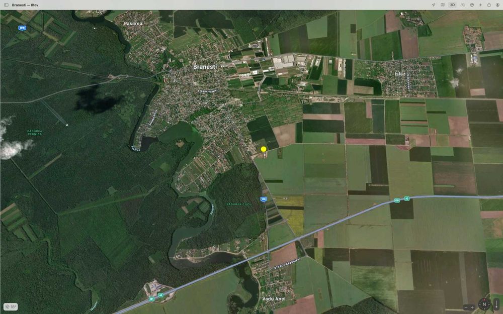 LOT DE TEREN LA 20 de minute din BUCURESTI - BRANESTI - 1406 mp la 75 euro/mp