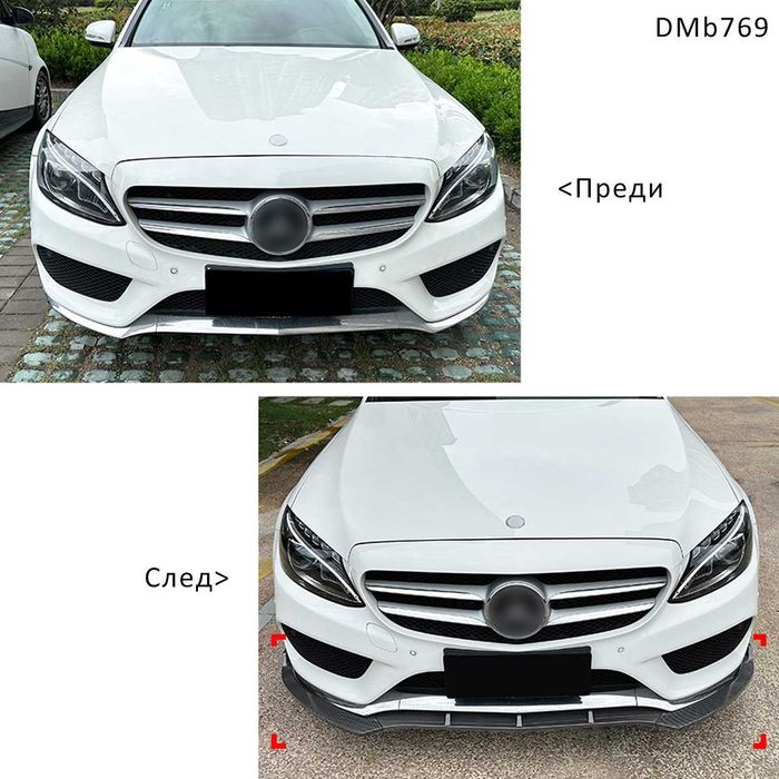 Черен лип спойлер предна броня Mercedes C W205 Pre face AMG мерцедес