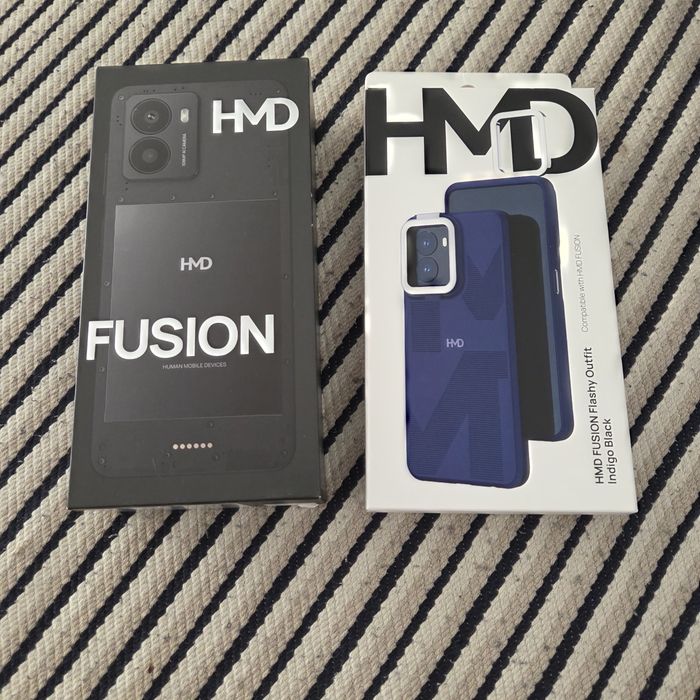 Smartfone HMD Fusion 5G, Dual SIM, 128GB, 6GB RAM, Noir si husa de protectie HMD Flashy Outfit Case pentru HMD Fusion, Indigo
