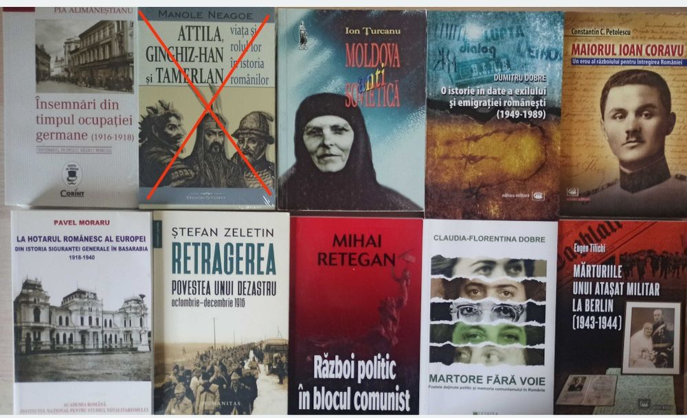 Carti de istorie despre istoria romanilor, Romania in razboaiele mondiale, comunism in Romania, Romania in razboiul rece (lichidare biblioteca)