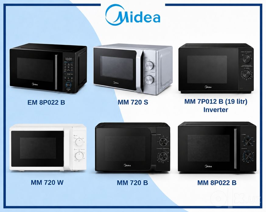 MIDEA mikroto'lqinli pechlari 3 yil Servis Kafolat
