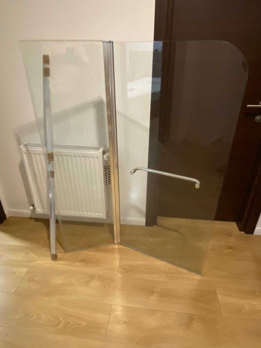 Paravan cada sticla securizata, 104.5 x 140 cm, transparent