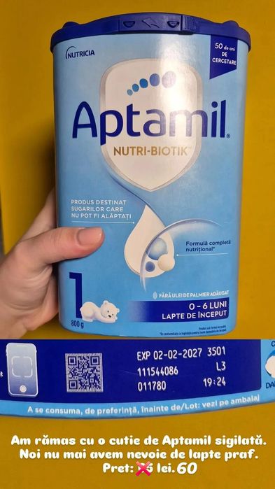 Lapte praf Aptamil NUTRI-BIOTIK 1, 800 g, 0-6 luni, Nutricia