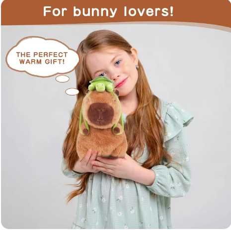 Плюшена играчка Капибара с раничка Костенурка, 30см