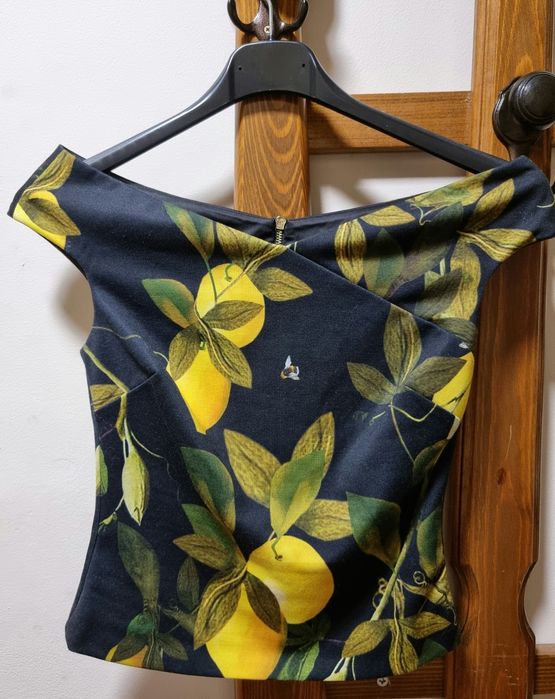 Дамски топ с паднали рамена с десен на лимони - Ted Baker