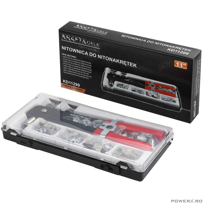 Set cleste pentru nituri manual, cu filet interior si accesorii, Kraft