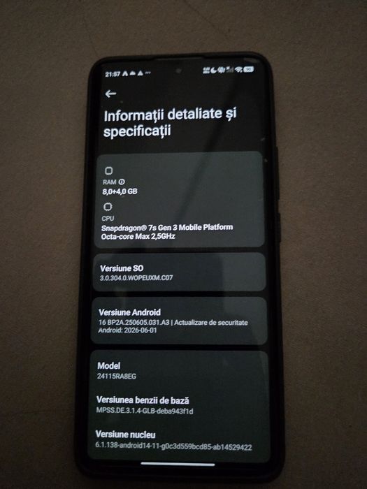 Telefonl Xiaomi Redmi Note 14 Pro+, 8GB RAM, 256GB, 5G, Midnight Black