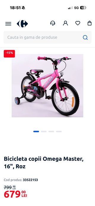 Bicicleta omega fete 16”