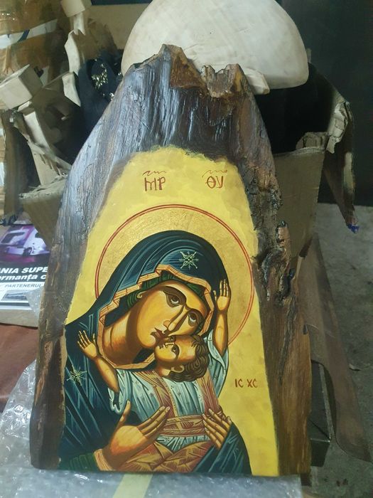 Icoană pictată manual pe lemn, piesă unicat, artist  Zizica Mihai