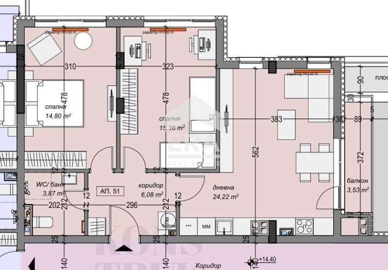 Продава се Тристаен апартамент в София, Сухата река - 88 кв.м за 1180 €/кв.м - Снимка #3