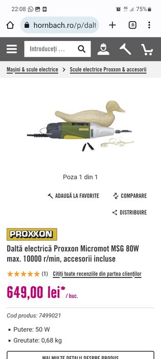 Daltă electrică Proxxon Micromot MSG 80W max. 10000 r/min, cu accesori