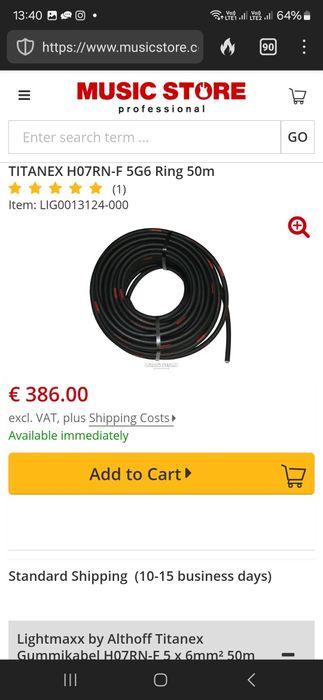 Cablu curent cupru 380v trifazic TITANEX 5x6 mm², black, H07RN-F 5G6 N