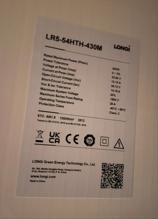 Vând panouri fotovoltaice LONGi LR5-54HTH-430M – 430 W