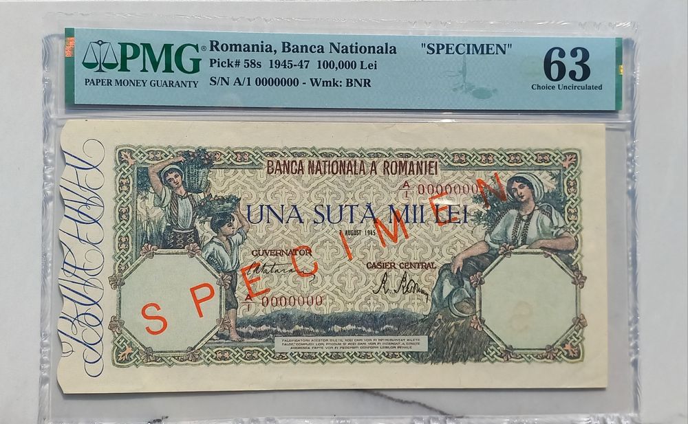 Bancnota 100 000 lei 1945 Specimen